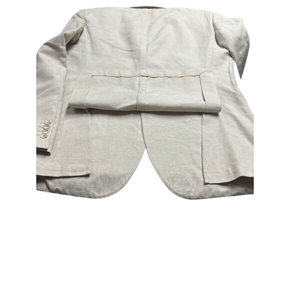 Joe Black Mens Linen Blazer Beige White Fit Two Button Jacket - Picture 13 of 13